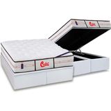 Cama Box Bau King Colchao Molas Castor Pocket Gold Star Vitagel Classic Double Face Base Crc Courano White 193x203