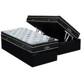 Cama Box Bau Solteiro Colchao Molas Bonnel Ortobom Nanolastic Exclusive Base Crc Suede Black 88x188