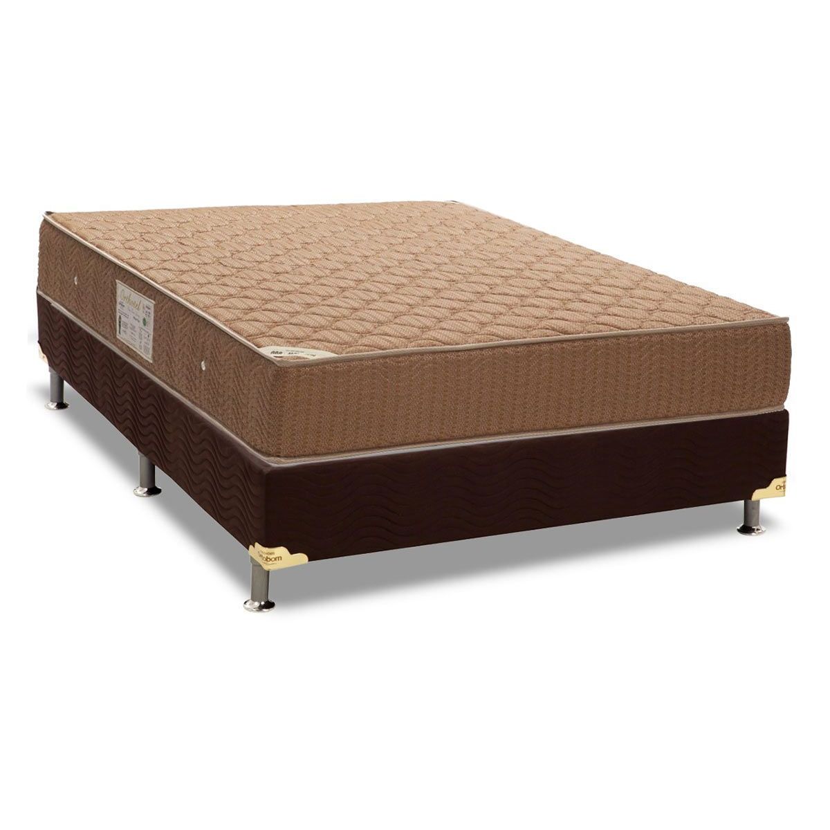 Cama Box Casal Colchao Molas Bonnel Ortobom Hotelaria Multilastic Orthotel Base Crc Suede Brown 138x188