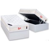 Cama Box Bau Solteiro Colchao Molas Pocket Ensacadas Castor Gold Star Vitagel Base Crc Courano White 88x188