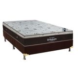 Cama Box Casal Colchao Molas Ortobom Superpocket Sleep King Box Suede Brown 138x188