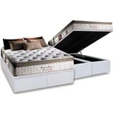 Cama Box Bau Queen Colchao Molas Ensacadas Herval Masterpocket Imperatore Eco Bamboo Base Crc Courano White 158x198