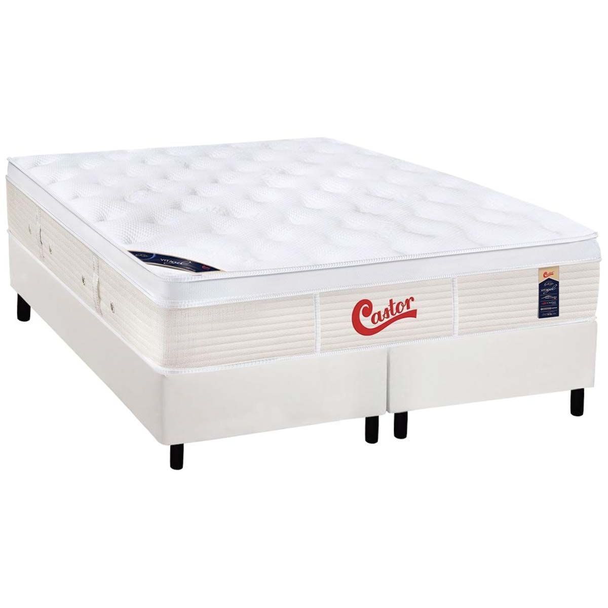 Cama Box King Colchao Molas Pocket Ensacadas Castor Gold Star Vitagel Base Crc Courano White 193x203