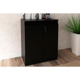 Balcao De Escritorio Me4149 C 2 Portas C Chave Preto Tecno Mobili