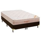 Cama Box Queen Colchao Espuma Ortobom Apollo Viscomemory Box Suede Brown 158x198