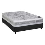 Cama Box Casal Colchao Molas Ensacadas Castor Pocket Super Luxo Latex Plush Double Face Base Crc Suede Gray 138x188