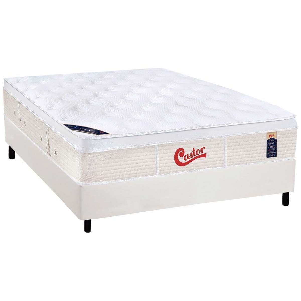 Cama Box Casal Colchao Molas Ensacadas Castor Pocket Gold Star Vitagel Base Crc Courano White 138x188