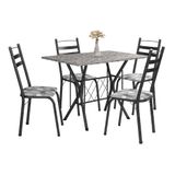 Conjunto De Mesa Itália New Com 4 Cadeiras 1,00m Artefamol Dark/granito