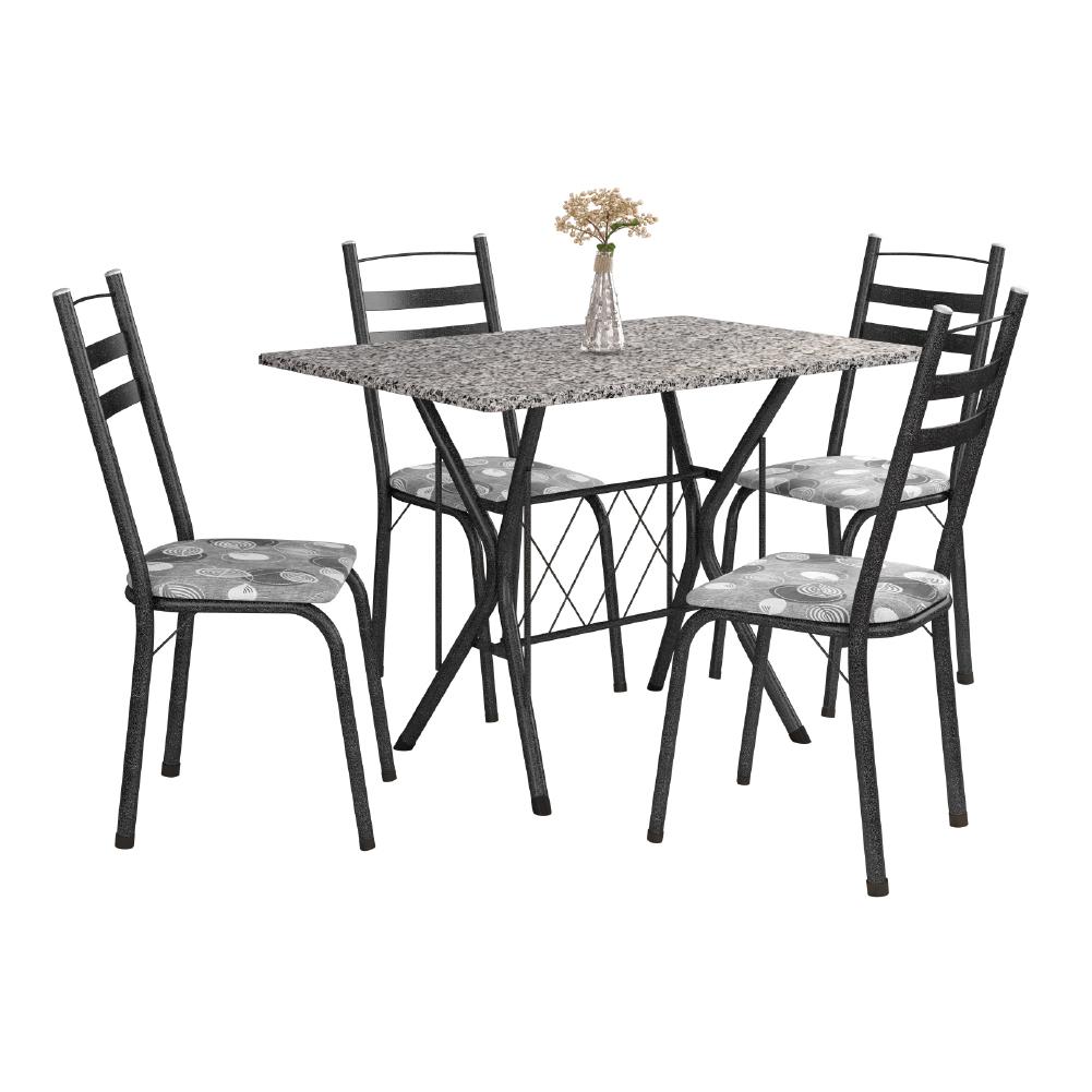 Conjunto De Mesa Itália New Com 4 Cadeiras 1,00m Artefamol Dark/granito