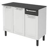 Balcão De Cozinha Itatiaia Rose Aço Com Tampo 3 Portas 1 Gaveta Branco/preto