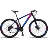 Bicicleta Dropp Z3 Aro 29 21v Shimano Freio a Disco e Suspensão Quadro Tamanho 15 Preto, Azul e Rosa