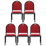 Kit 5 Cadeiras Hoteleiras Auditório Empilhável Linho M23 Vermelho - Mpozenato