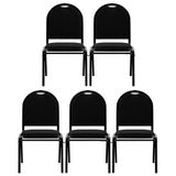 Kit 5 Cadeiras Hoteleiras Auditório Empilhável Linho M23 Preto - Mpozenato