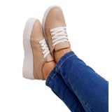 Tênis Casual Feminino Nude Flatform Plataforma Sola Alta Promoção