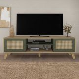 Rack 2 Portas 1 Prateleira Artely Charlotte Cor Carvalho Com Menta