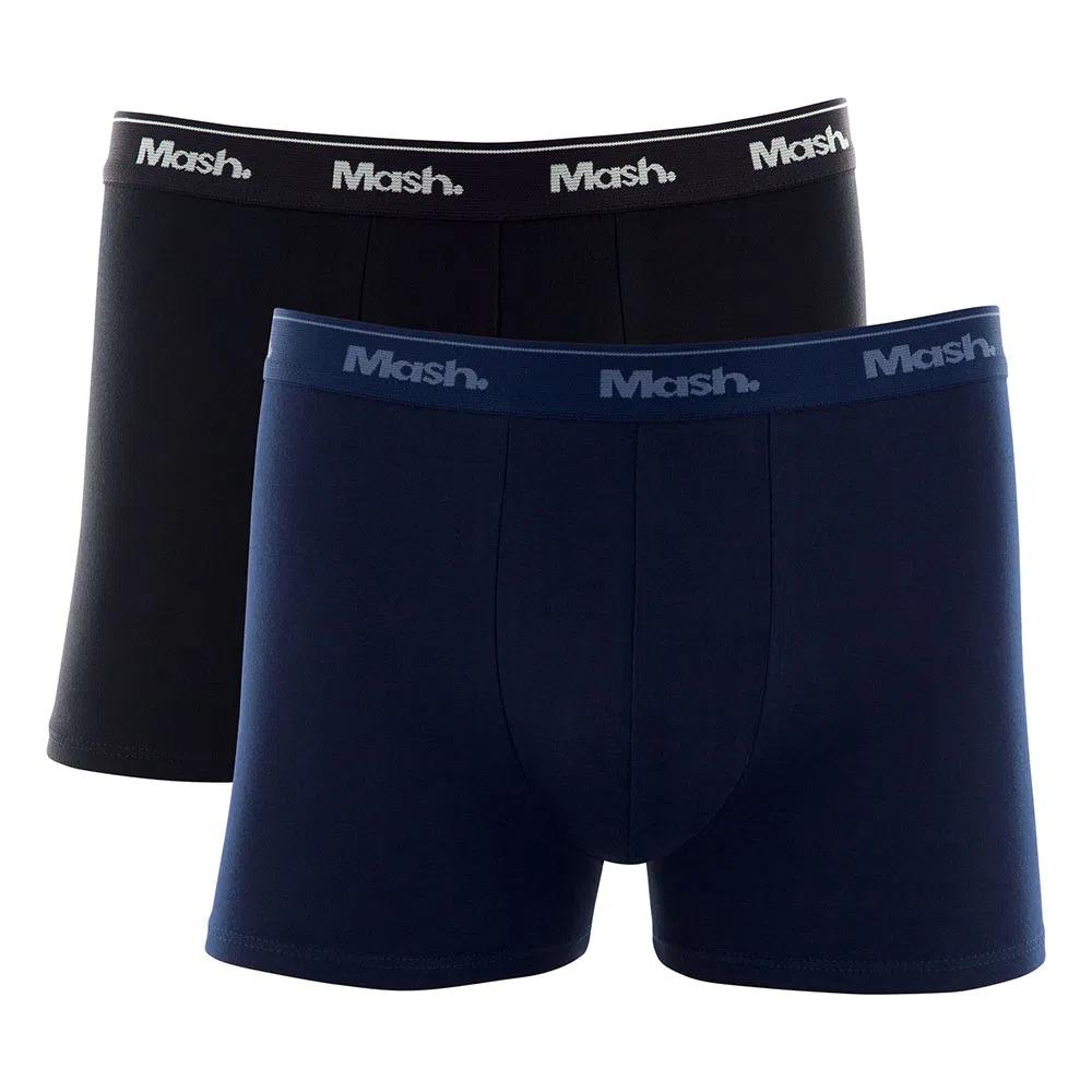 Kit Cueca Boxer Mash 2 Peças Masculina Algodão Elástico Preto 02 M