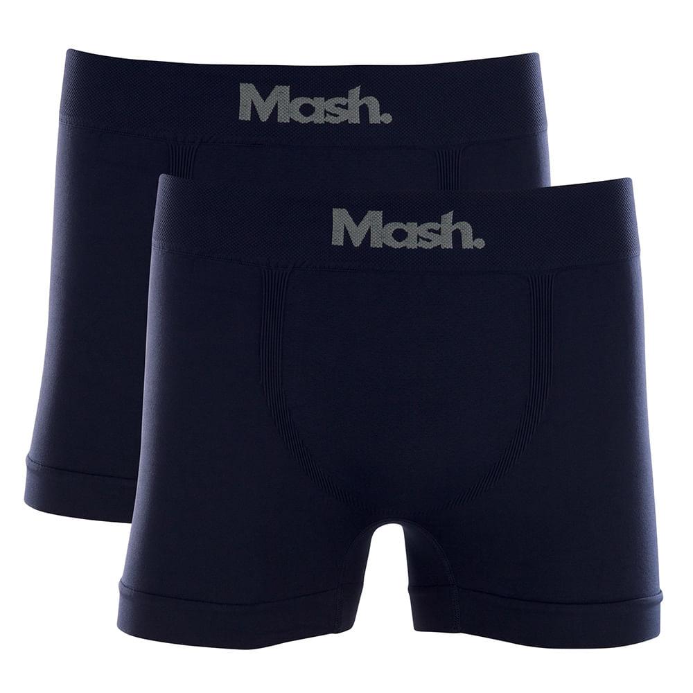 Kit 2 Cuecas Boxer Mash Microfibra Sem Costura Azul Marinho Gg