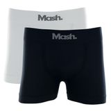 Kit 2 Cuecas Boxer Mash Microfibra Sem Costura Preto 02 P