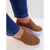 Tênis Slip On Feminino Iate Sapatênis Flatform Listra Caramelo