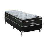 Cama Box Solteiro Colchao Molas Ortobom Nanolastic Exclusive Pilow Base Suede Black 88x188