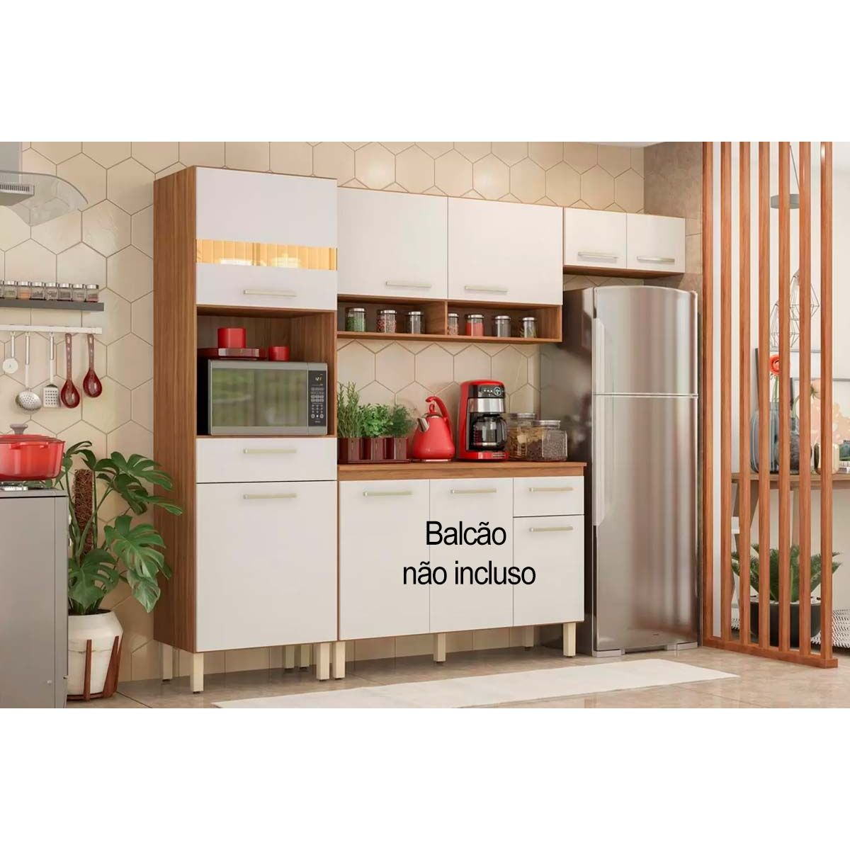 Kit De Cozinha Modulada 3 Pecas Dama 2 Armarios 1 Paneleiro Cpt104 Amendola Branco Demobile