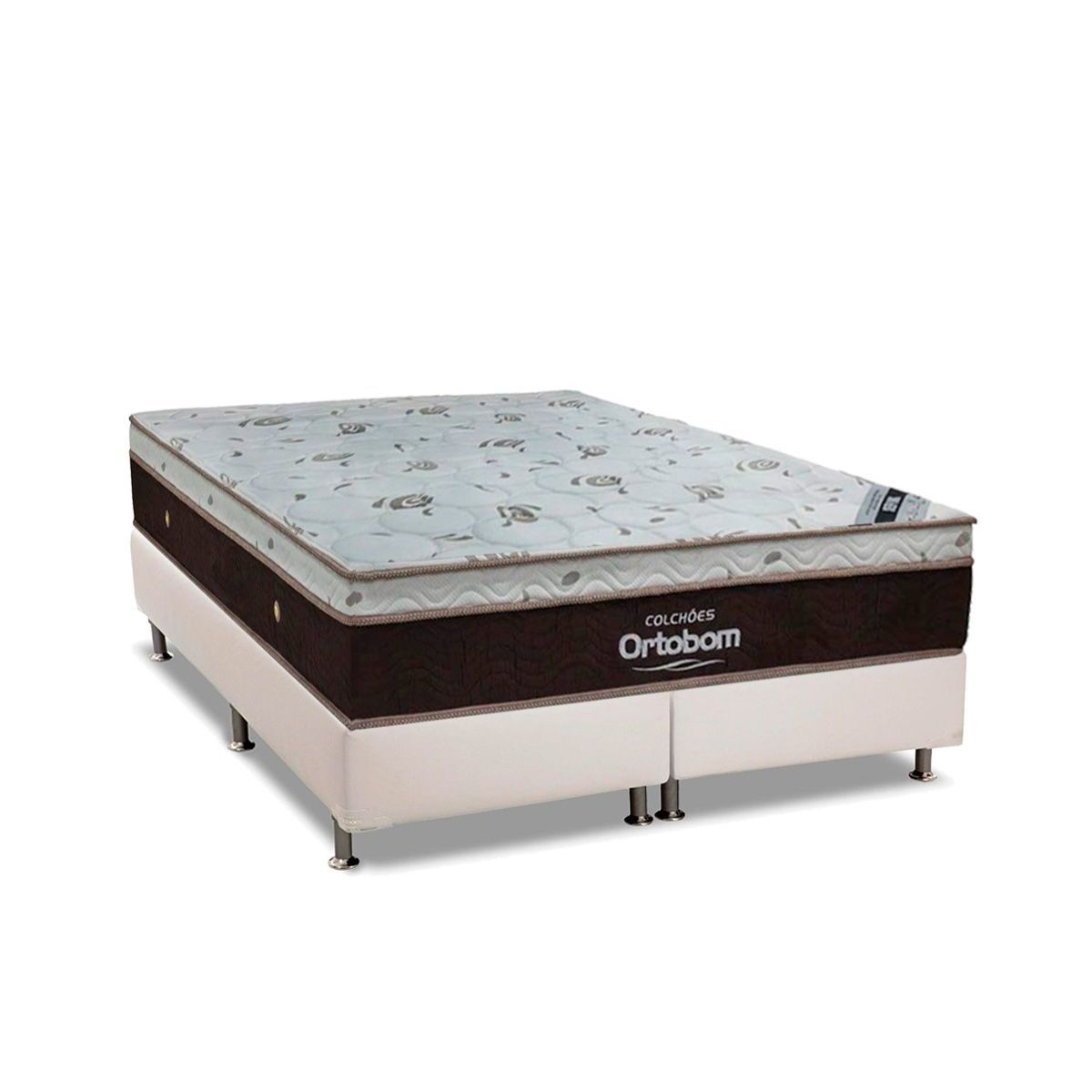 Cama Box Queen Colchao Molas Superpocket Ensacadas Ortobom Sleep King Box Suede White 158x198