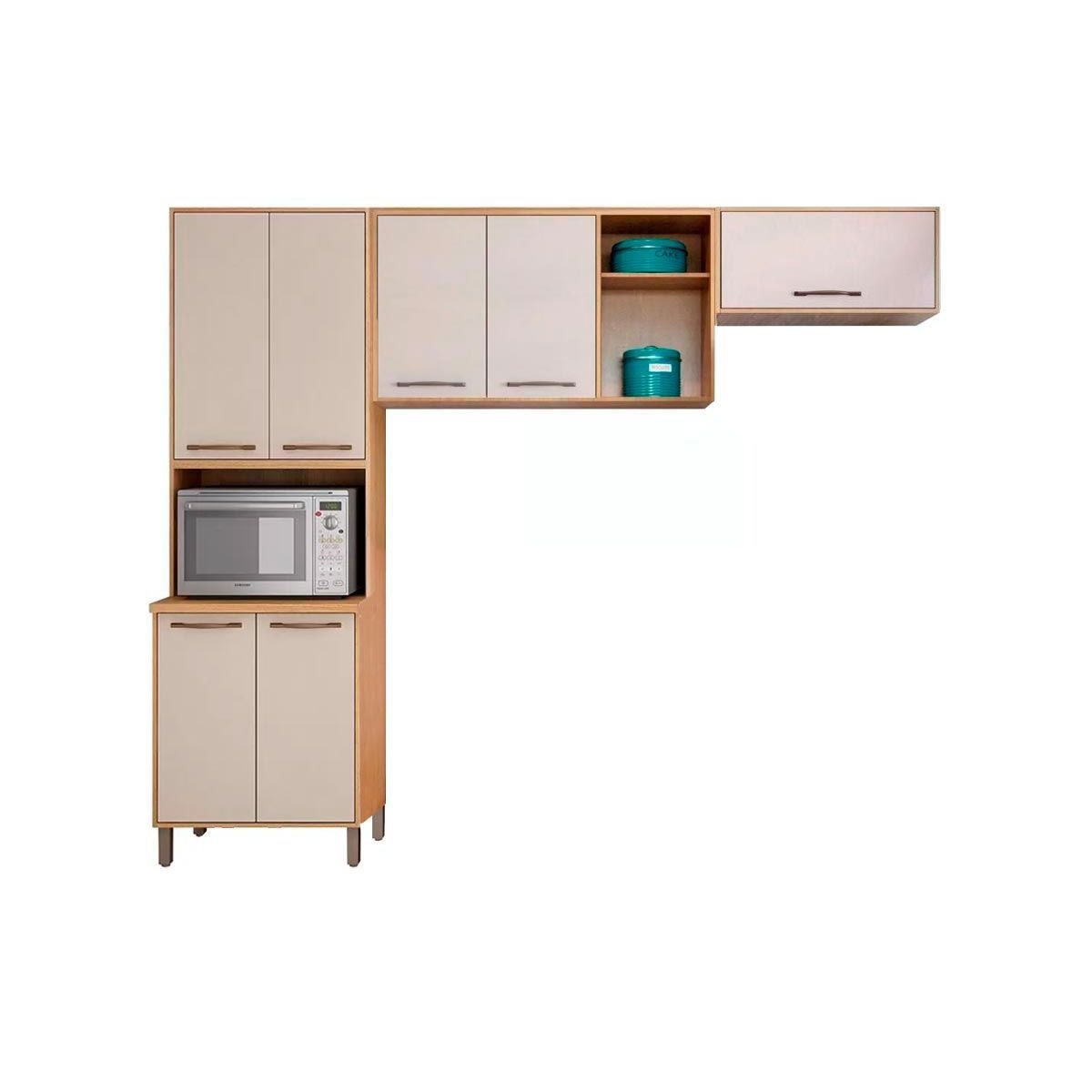 Cozinha Modulada Completa Austria 3 Pecas 1 Paneleiro 2 Armarios Cpt132 Cinamomo Off White Valdemoveis