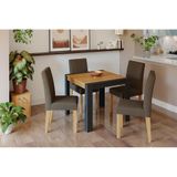 Conjunto Mesa Sala Jantar Grace C Tampo Madeirado 90cm 4 Cadeiras Maia Cinza Nature Mascavo Cimol