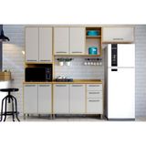 Kit De Cozinha Modulada 4 Pecas Austria 1 Paneleiro 2 Armarios 1 Balcao C4p142 Cinamomo Off White Valdemoveis