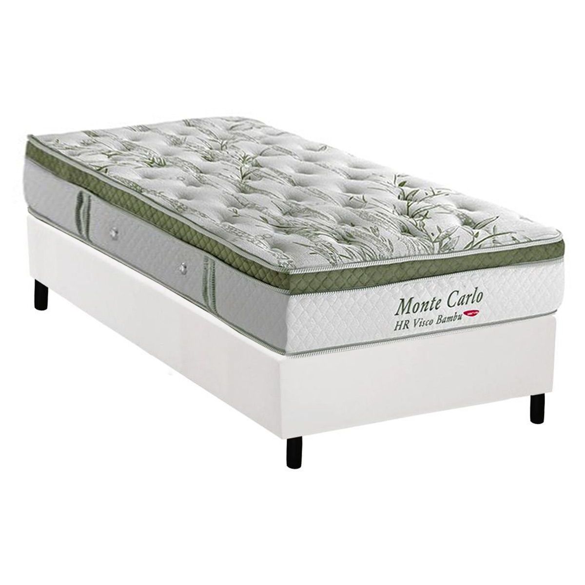 Cama Box Solteiro Colchao Molas Masterpocket Ensacadas Herval Monte Carlo Hr Visco Base Crc Courano Branco 88x188