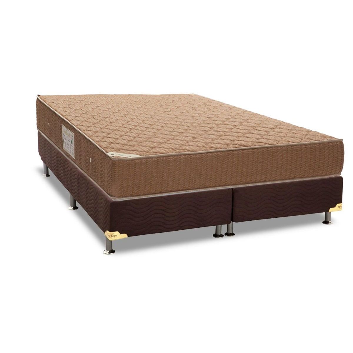 Cama Box Queen Colchao Molas Ortobom Hotelaria Multilastic Orthotel Base Crc Suede Brown 158x198