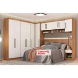 Quarto Modulado Casal Modena Vi 7 Pecas 1 Armario Aereo 4 Guarda Roupas 2 Complementos Qcm60 Amendola Branco Demobile