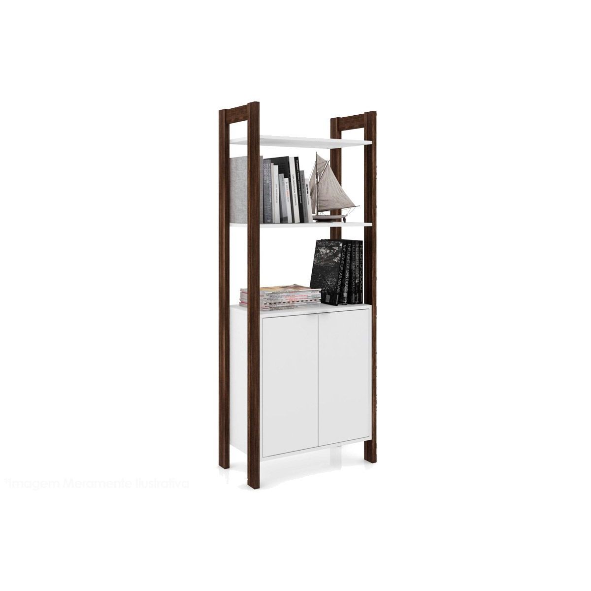 Closet De Casal Az1009 Armario Alto C 2 Prateleiras E 2 Portas Branco Nogal Tecno Mobili