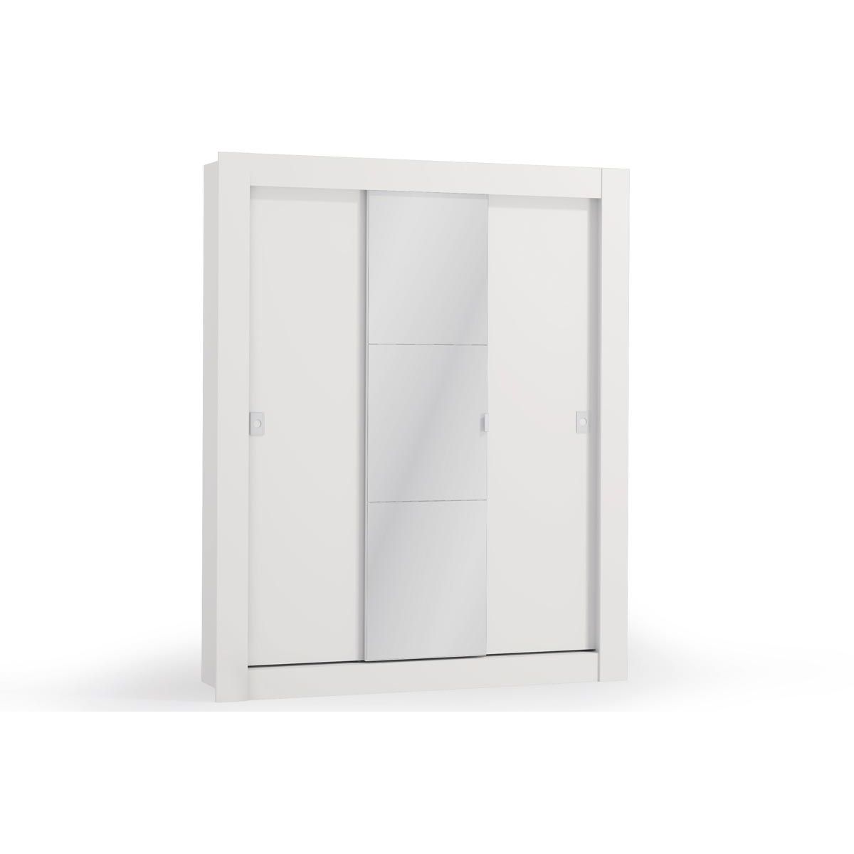 Guarda Roupa 3 Portas De Correr C Espelho E Pes Cbh563 Polipropileno Branco Kappesberg