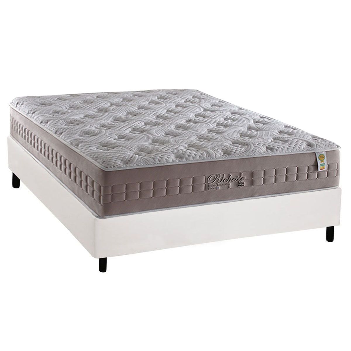 Cama Box Casal Colchao Molas Masterpocket Ensacadas Anjos Richesse Base Crc Courano Branco 138x188