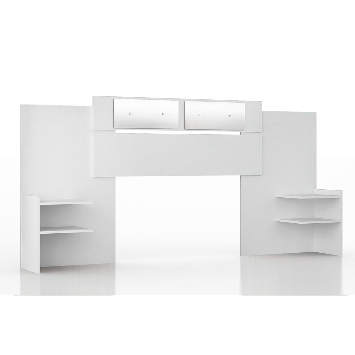 Cabeceira Cama Box Madeirado Solteiro Casal Queen Mila Extensivel C Espelho Branco Panan