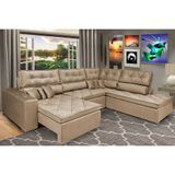 Sofá de Canto Retrátil e Reclinável com Molas, Cama inBox Platinum 3,00x2,36, Tecido Suede Castor