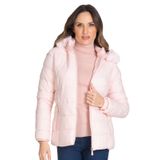 Jaqueta Puffer Feminina Com Capuz Select Rosa Gg