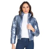 Jaqueta Puffer Feminina Metalizada Select Cinza P