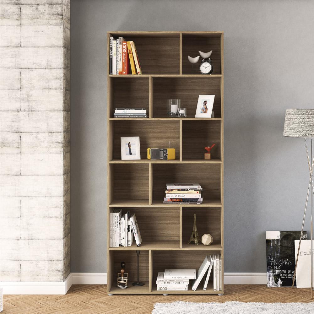 Estante Livreiro Xangai Com 12 Nichos-castanho