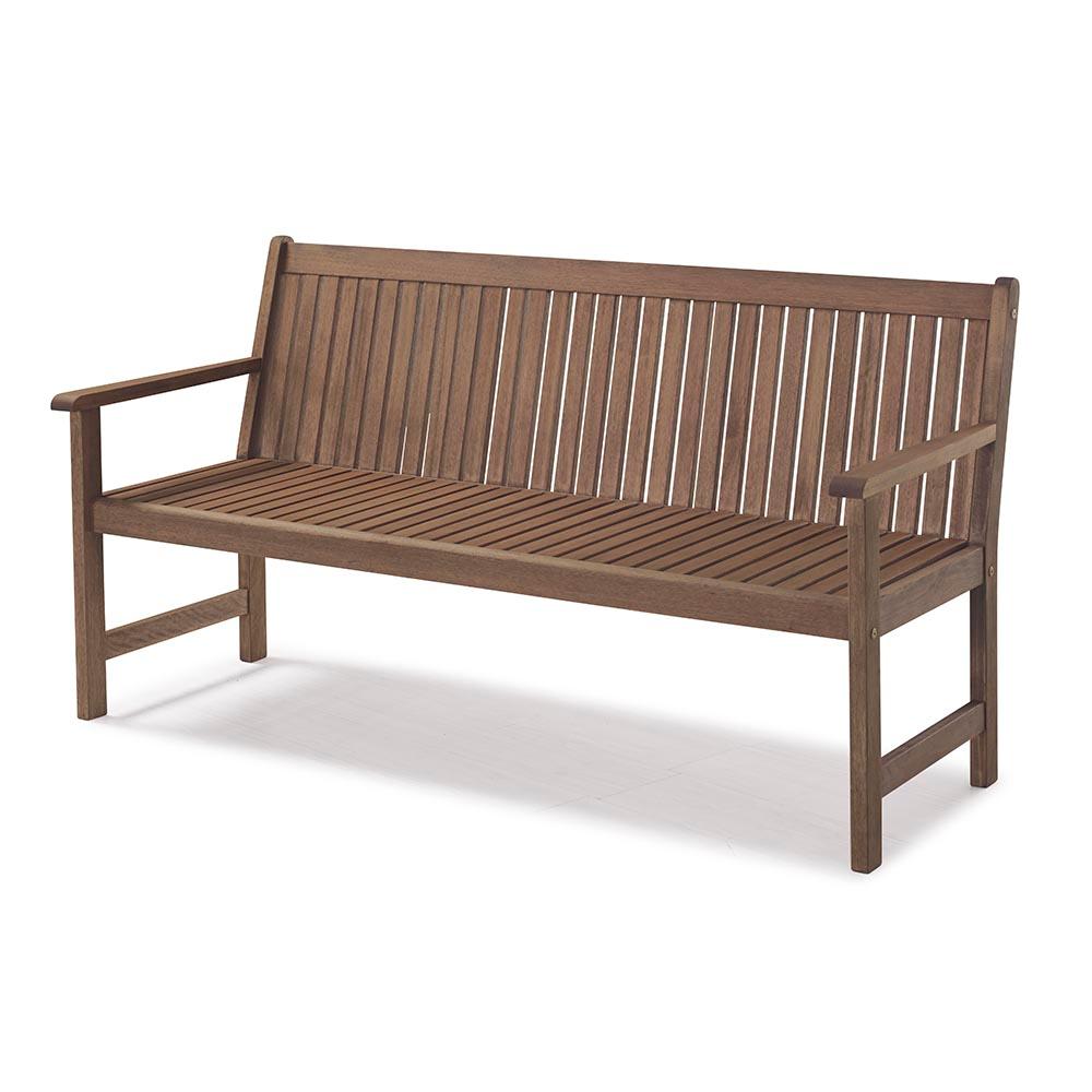 Banco Ripado 3 Lugares Em Madeira Castanho