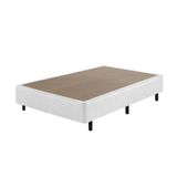 Box Sommier Casal Com Pés Fixos E Tecido Bordado Branco-138x188x40