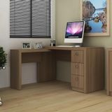 Mesa De Escritório Em L 3 Gavetas Me4101 Tecno Mobili - Amêndoa