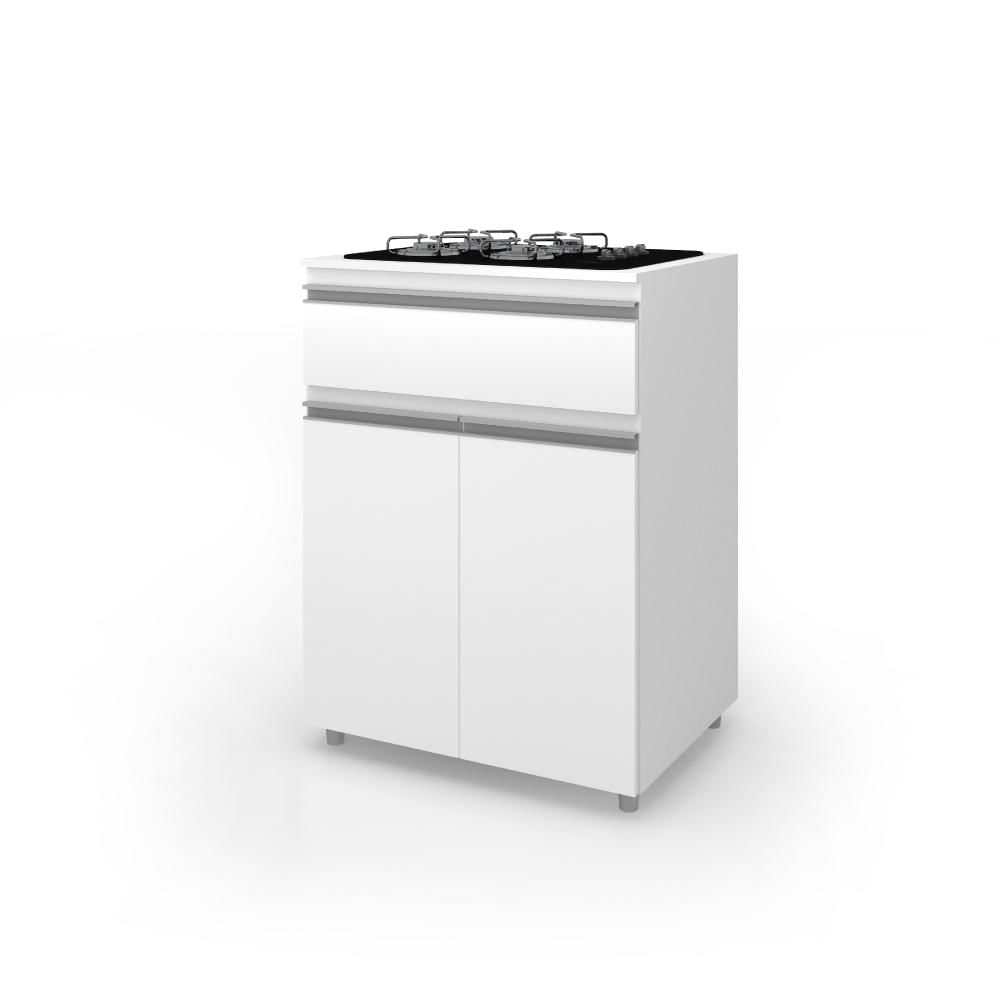 Balcão Multiuso Para Cooktop 2 Portas 1 Gaveta - Branco