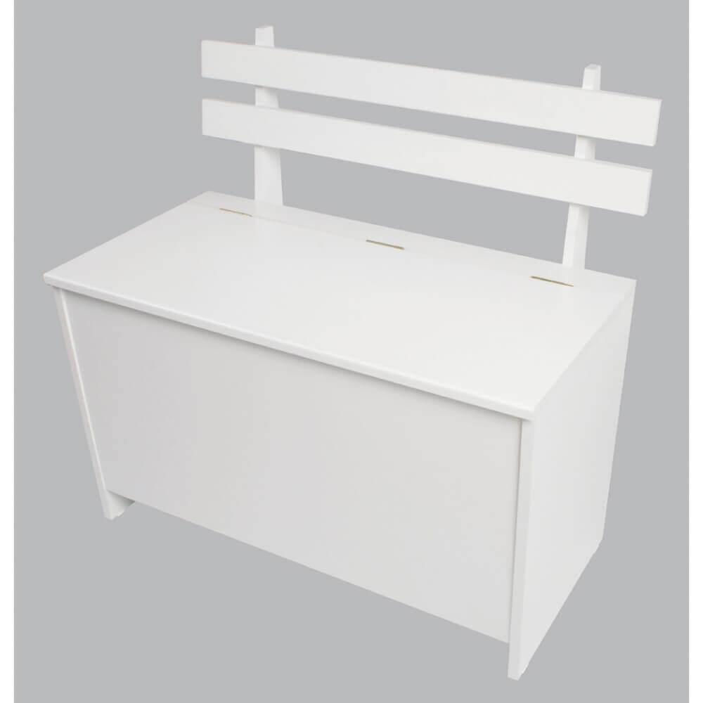 Banco Com Baú Com Encosto Ripado Em Mdp - Branco