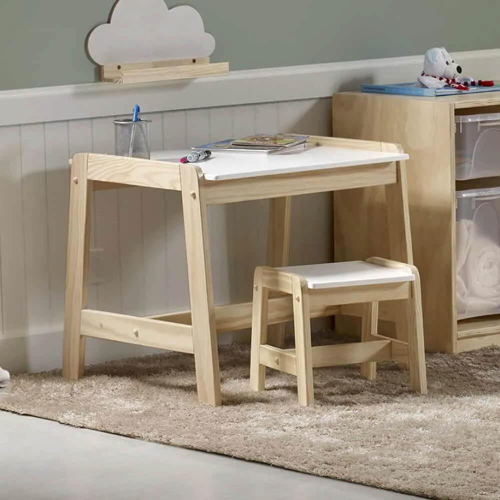 Mesa C/banqueta Infantil Castelo Madeira Maciça/mdf Casatema