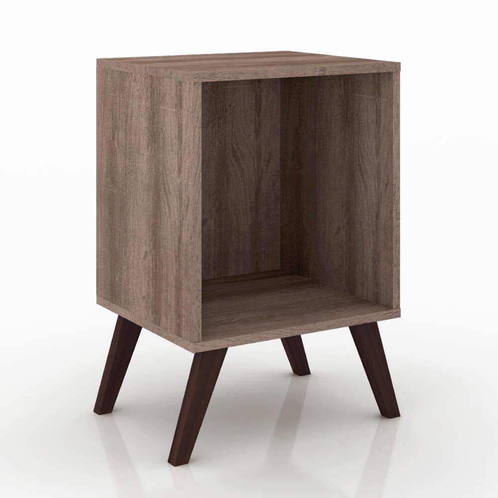 Mesa De Canto Com Nicho E Pés Retrô - Rústico