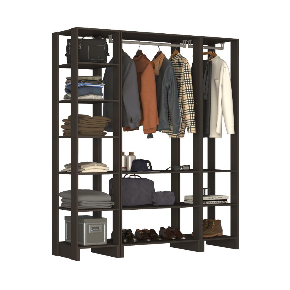 Estante Closet Yes Com 2 Cabideiros E 10 Nichos - Grafite