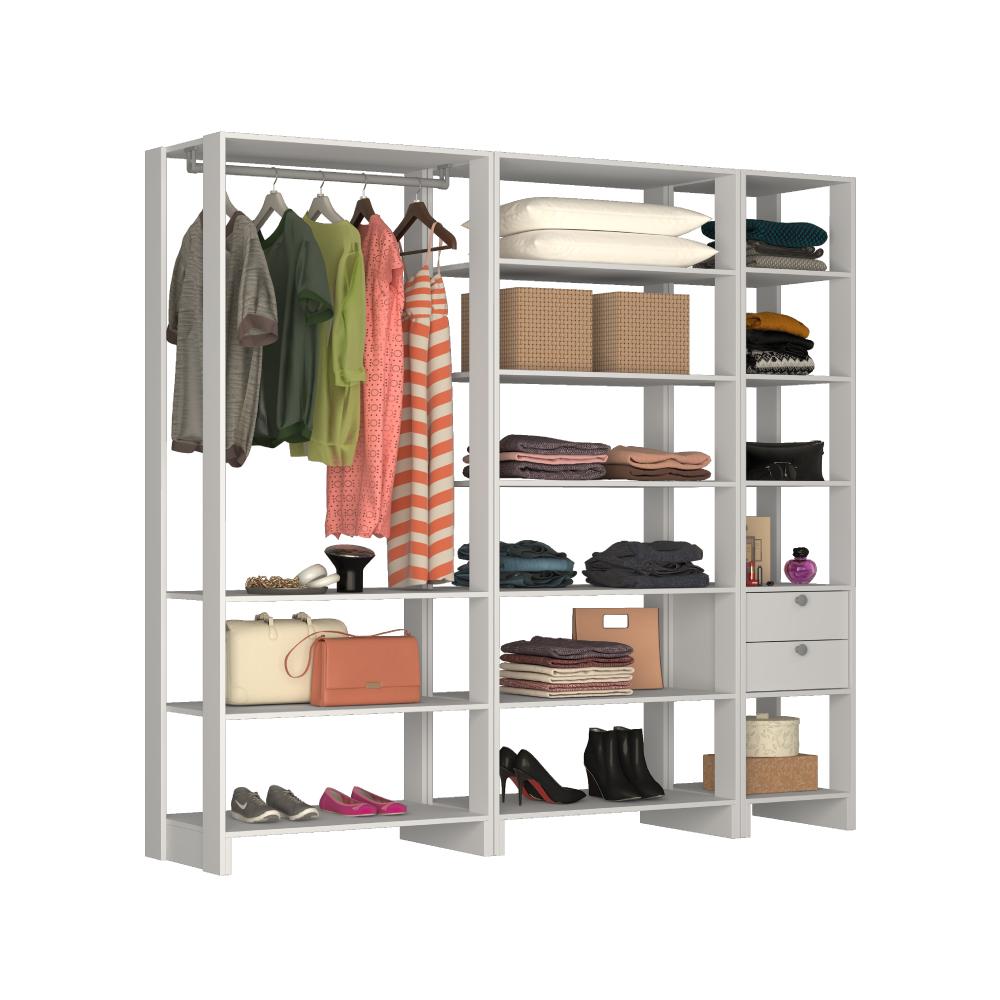 Estante Closet Yes Com 2 Gavetas E 13 Nichos - Branco