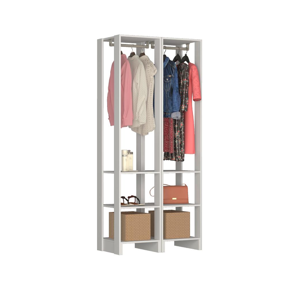 Estante Closet Yes 80cm Com 2 Cabideiros - Branco